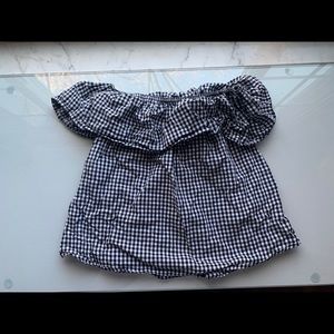 Gingham Checkered Off-the-Shoulder Top